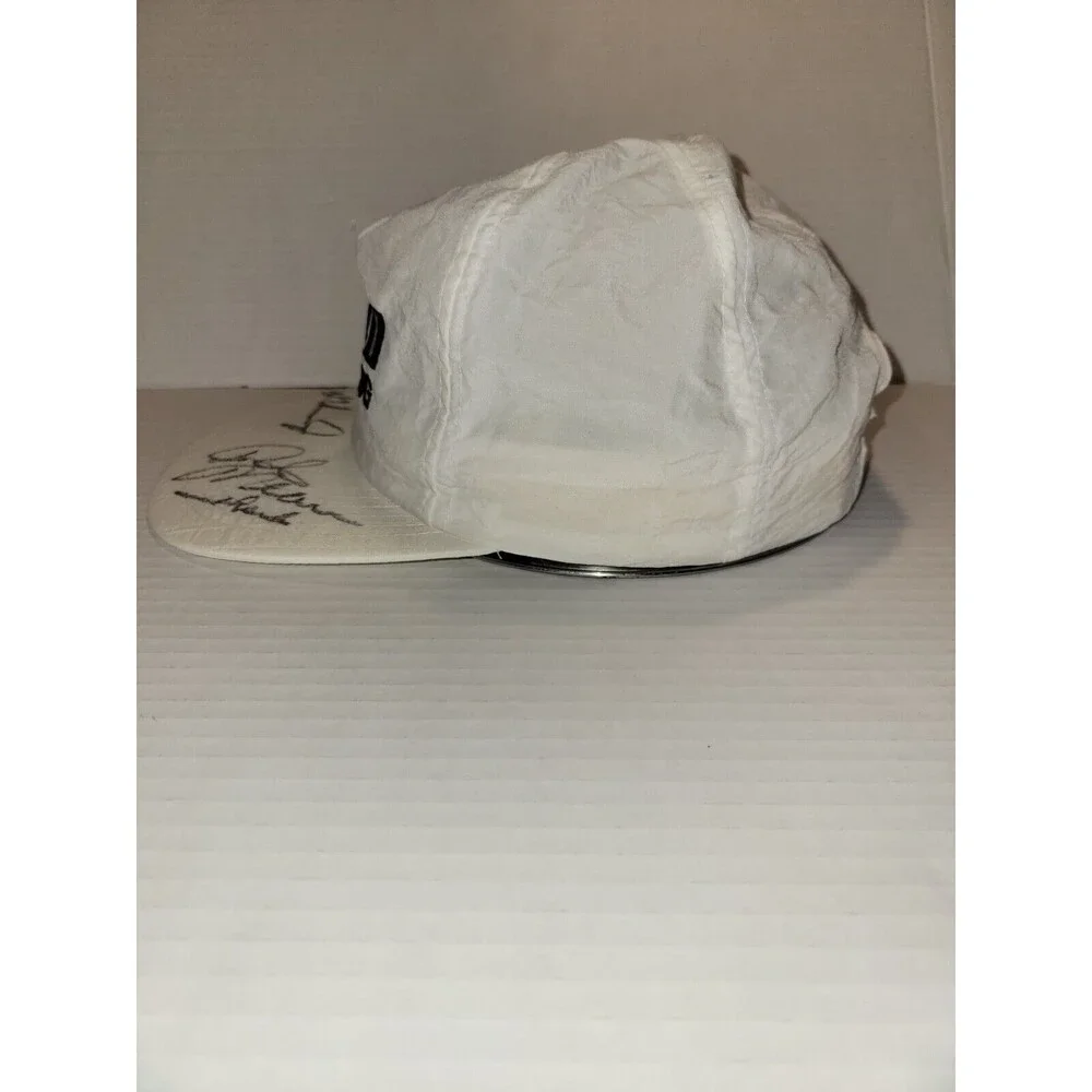 Vintage MOBIL 1 RACING White‎ Snapback Hat Nylon Autographed Race Car Drivers?